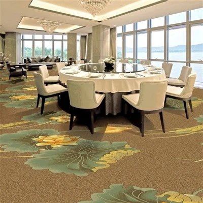 Carpet with Lotus Leaf Print On Brown Base