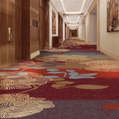 Gold and Jade-filled Hall Patterned Carpet